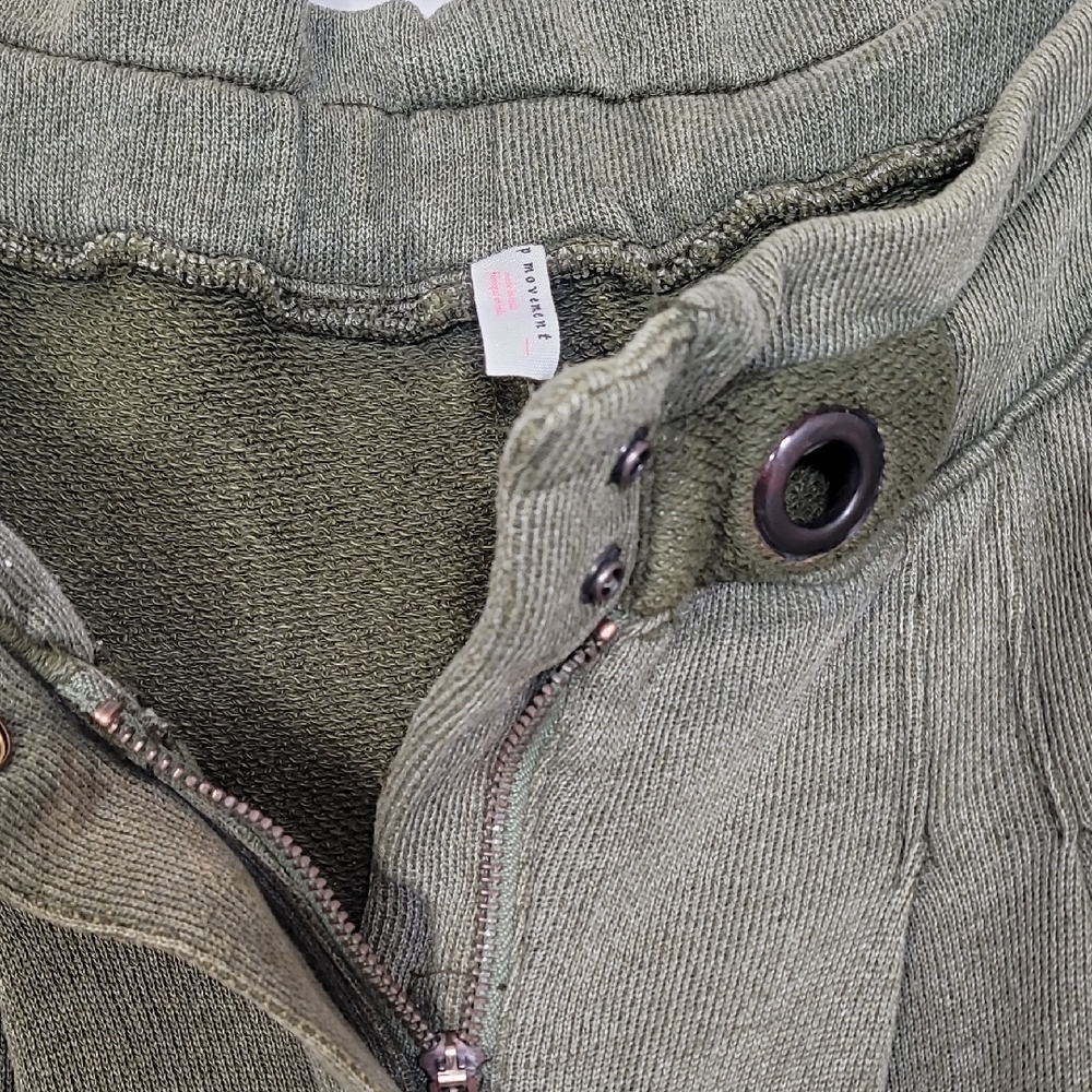 Free People Half Court Wide Leg Pants Size L Olive Green Pockets Boho Elastic - Picture 10 of 16